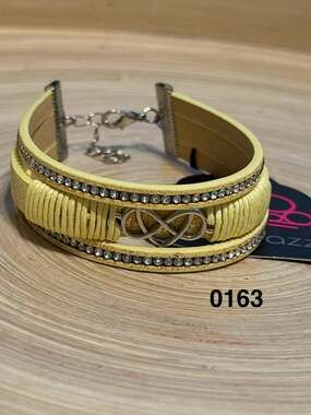 Paparazzi Hustlin' Heart Yellow Leather Rhinestone Infinity Wrap Bracelet